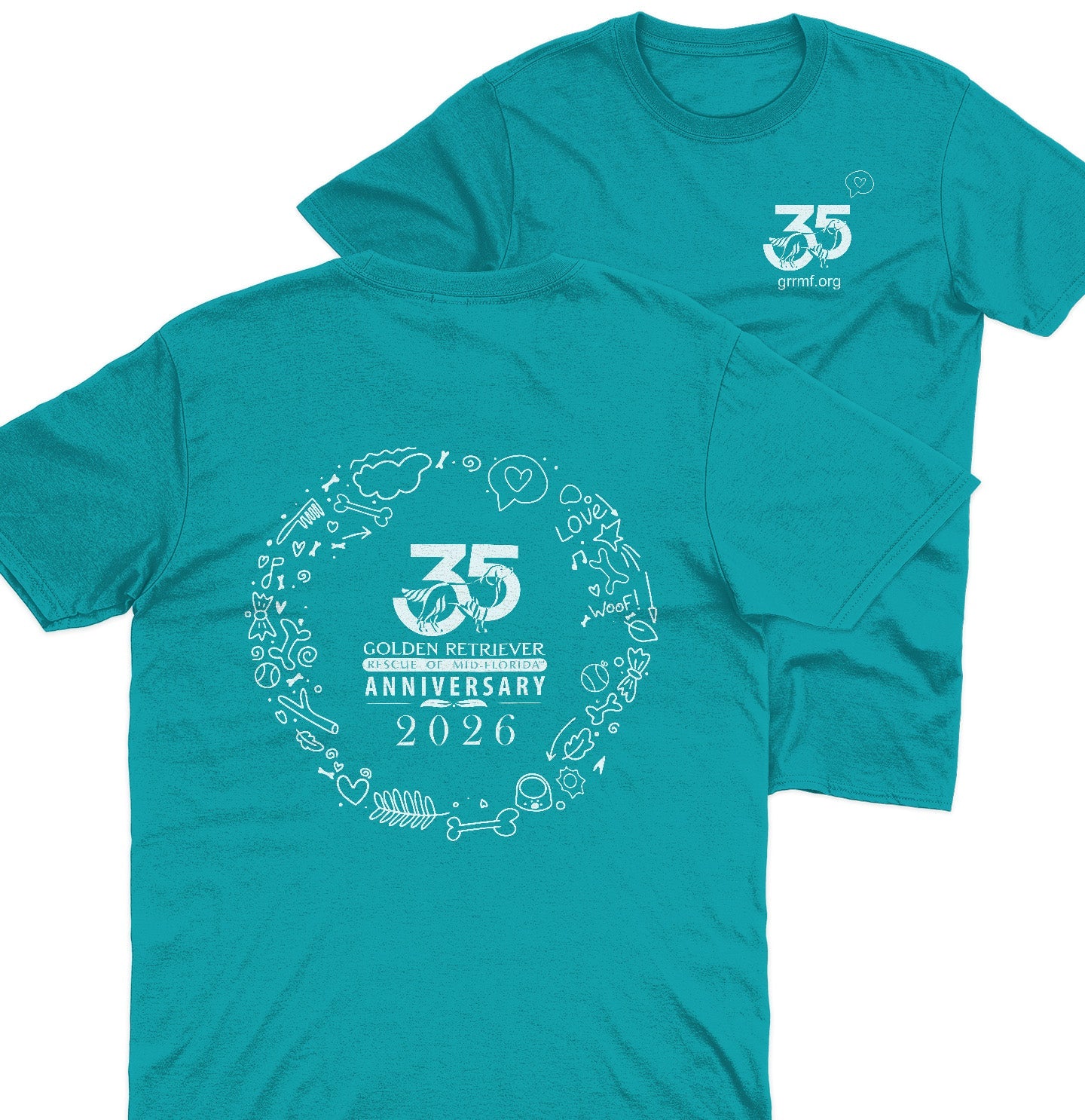 GRRMF Doodles - Adult Unisex T-Shirt - Grey - 4X-Large - Tropical Blue