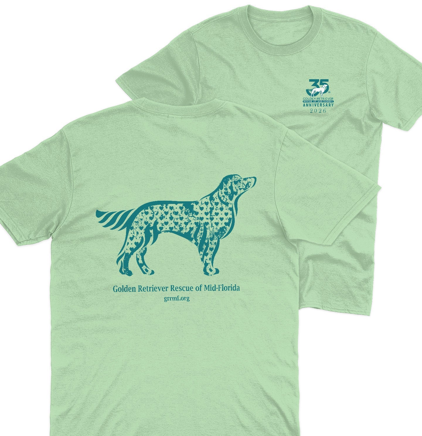 GRRMF Hearts - Adult Unisex T-Shirt - Grey - 3X-Large - Mint Green