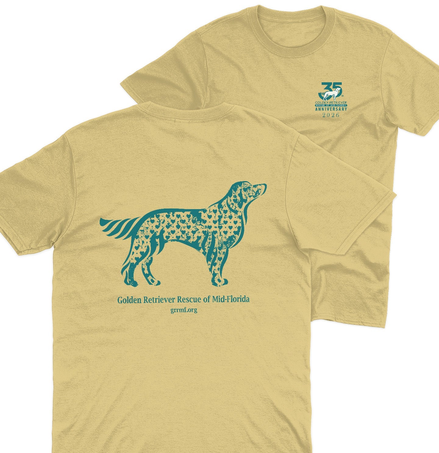 GRRMF Hearts - Adult Unisex T-Shirt - Pink - Small - Yellow