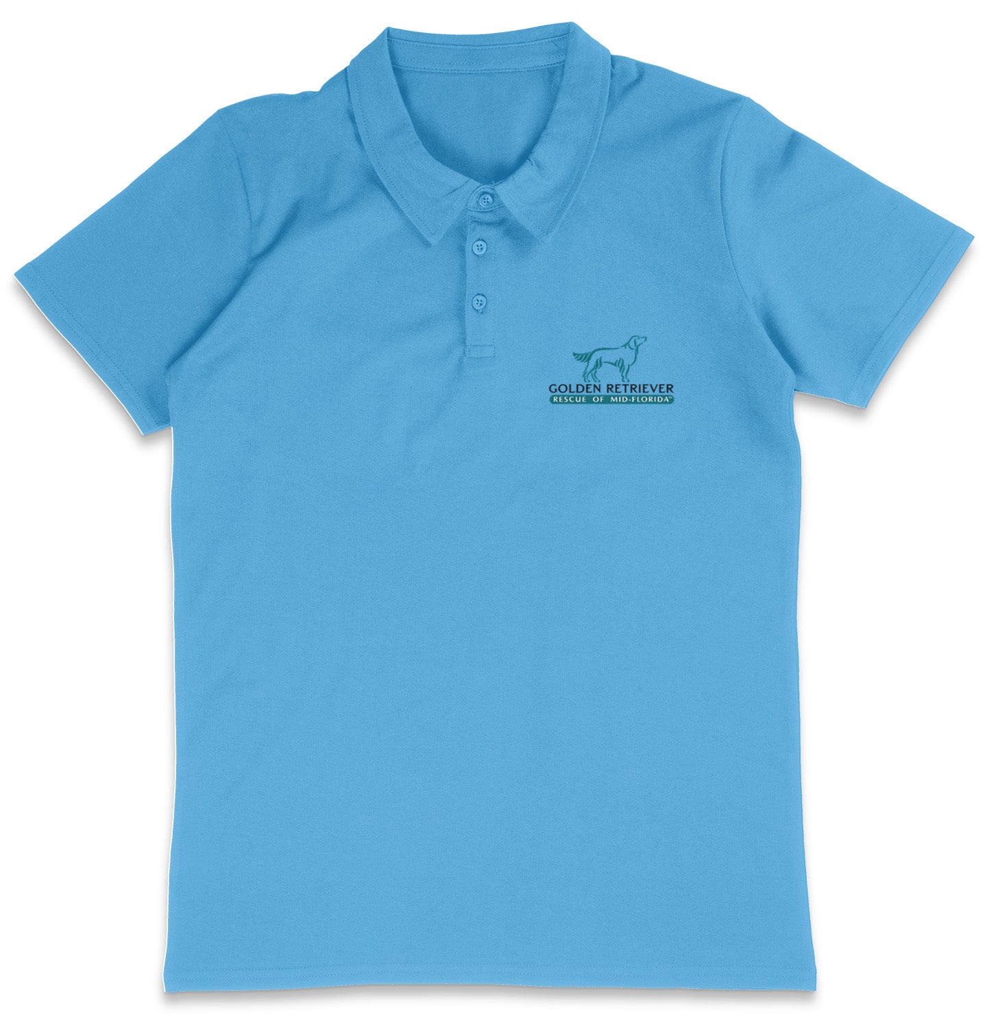 Golden Retriever Rescue of Mid-Florida LC Logo - Adult Micro-Mesh Polo - Light Blue - X-Large - Sizes