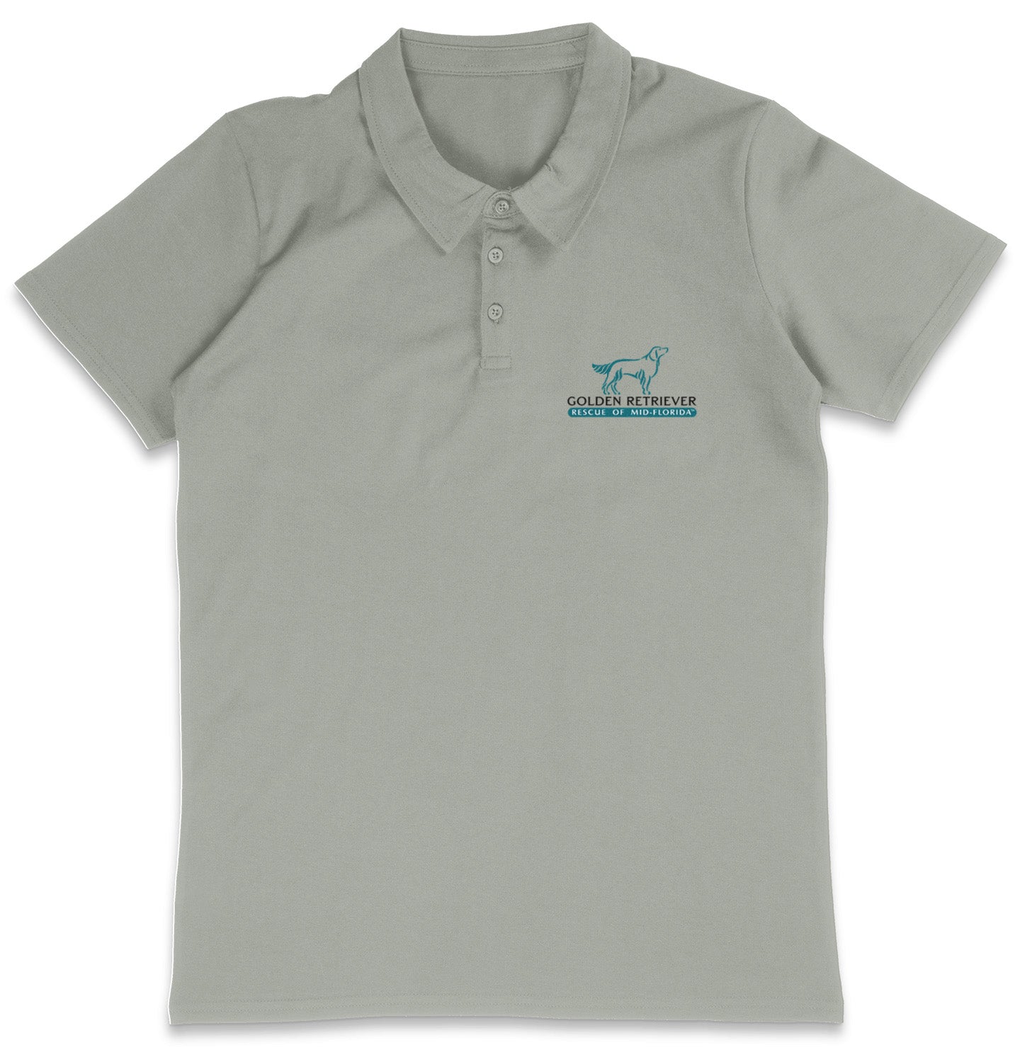 Golden Retriever Rescue of Mid-Florida LC Logo - Adult Micro-Mesh Polo - Light Blue - 2X-Large - Grey