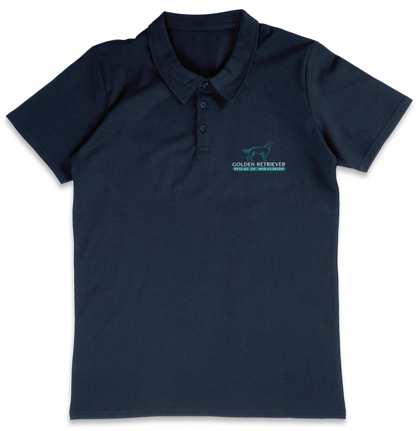 Golden Retriever Rescue of Mid-Florida LC Logo - Adult Micro-Mesh Polo - Light Blue - 3X-Large - Navy