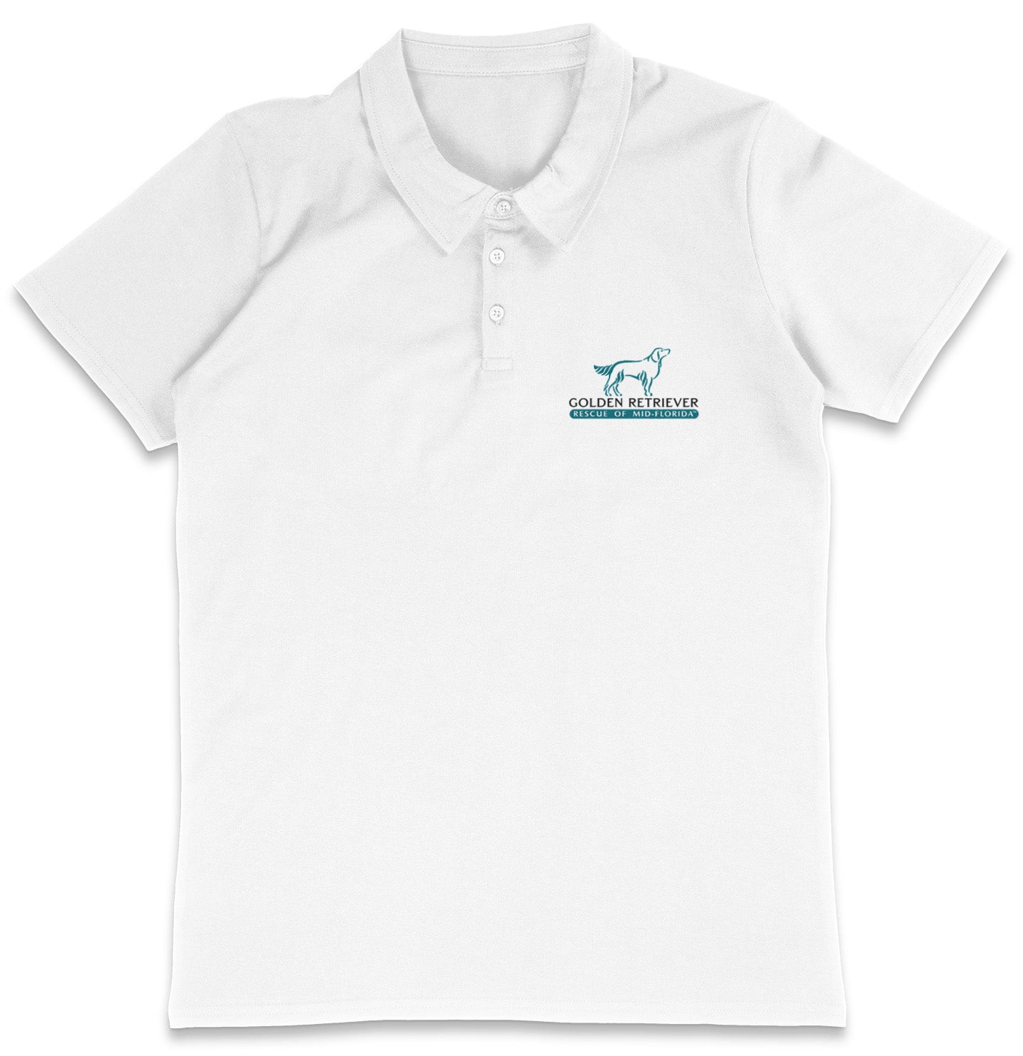 Golden Retriever Rescue of Mid-Florida LC Logo - Adult Micro-Mesh Polo - Black - Small - White