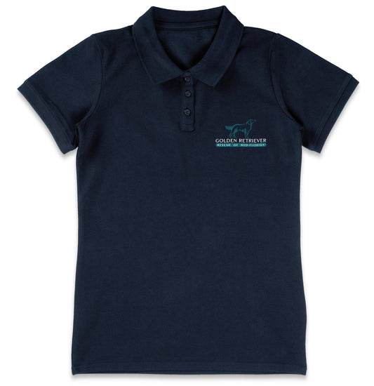 Golden Retriever Rescue of Mid-Florida LC Logo - Women's Micro-Mesh Polo - Light Blue - Medium - Graphic