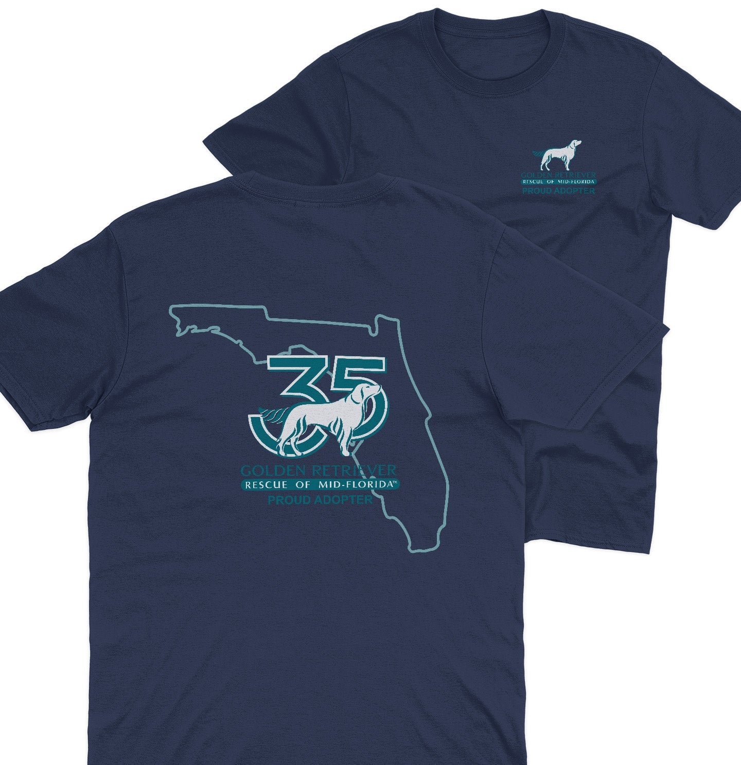 GRRMF 35 Years Florida Map - Adult Unisex T-Shirt - Grey - 3X-Large - Navy