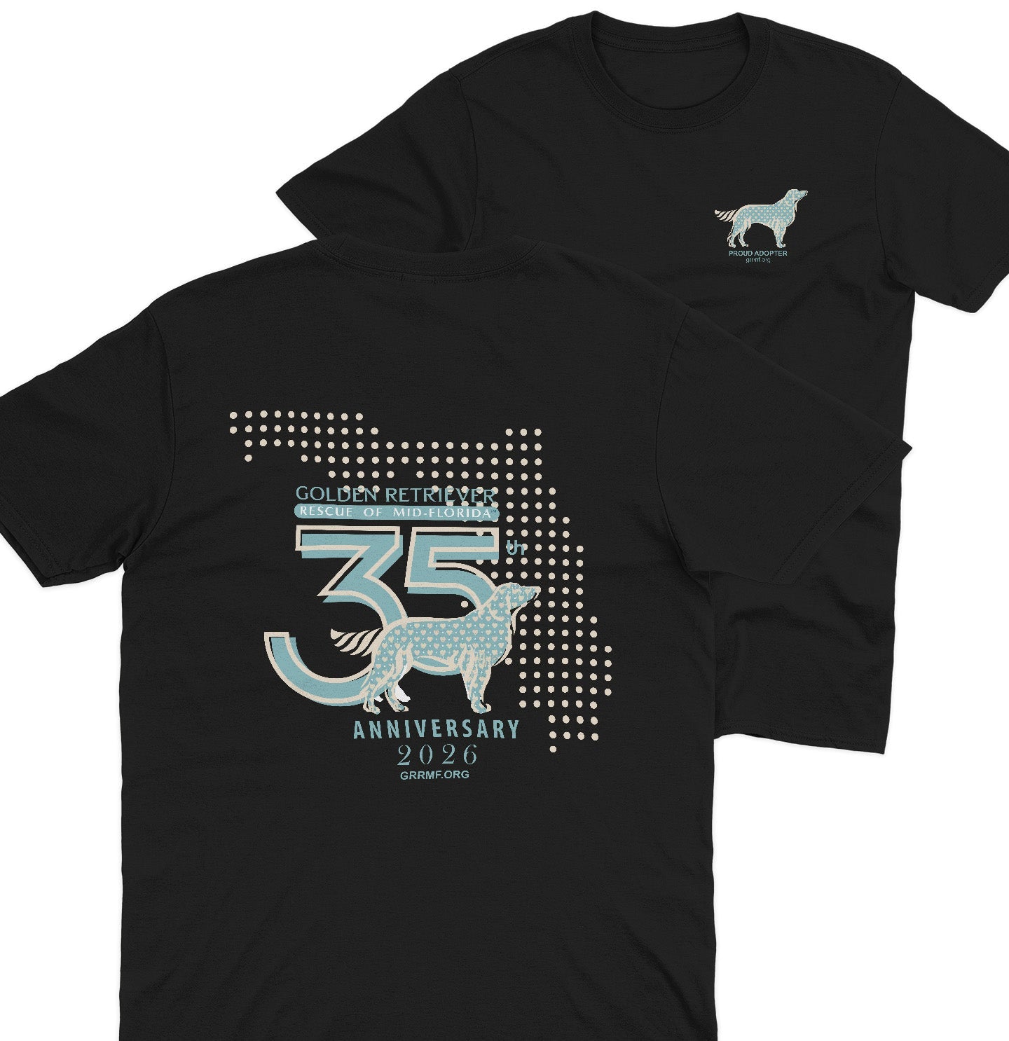 GRRMF 35 Years Dot Florida Map - Adult Unisex T-Shirt - Brown - 3X-Large - Black