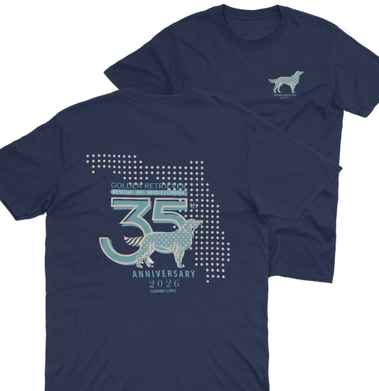 GRRMF 35 Years Dot Florida Map - Adult Unisex T-Shirt - Brown - 4X-Large - Navy