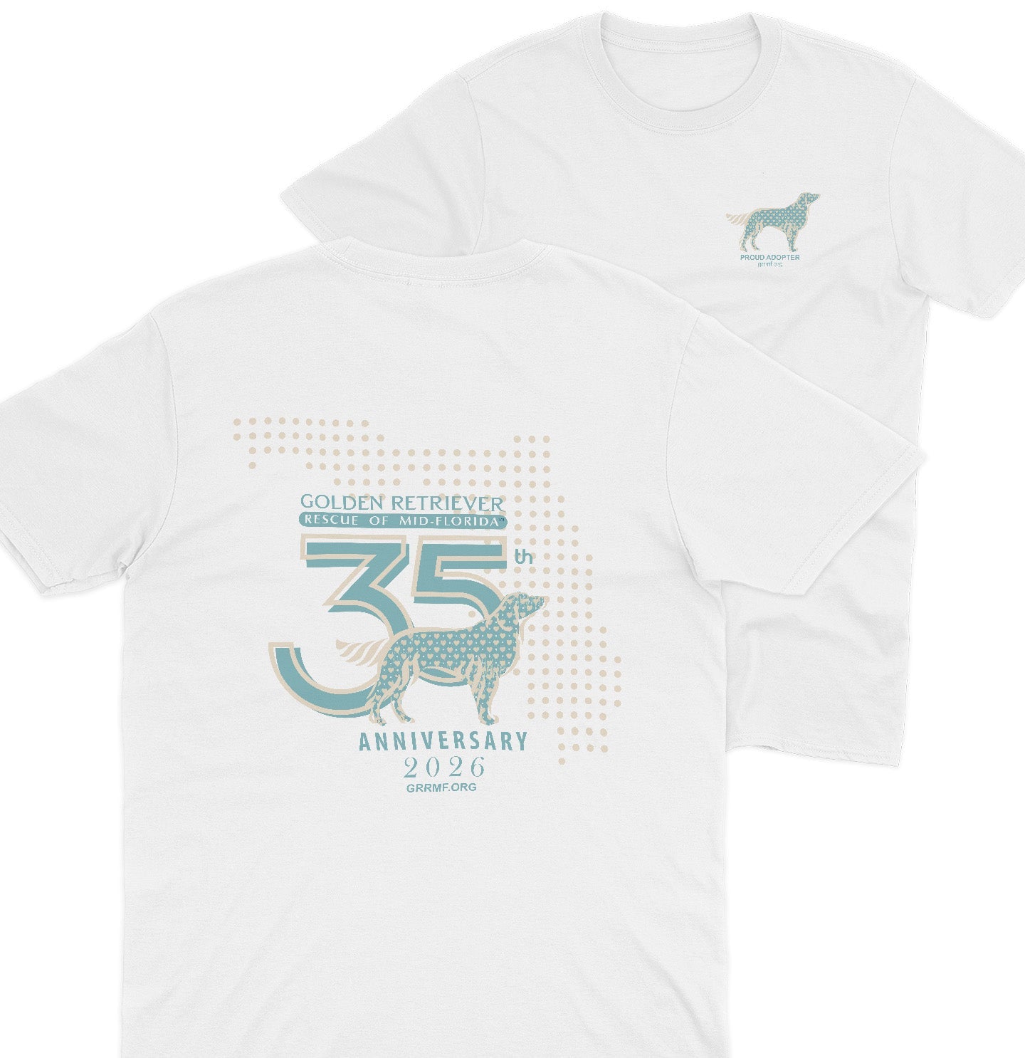 GRRMF 35 Years Dot Florida Map - Adult Unisex T-Shirt - Dark Grey - Medium - White