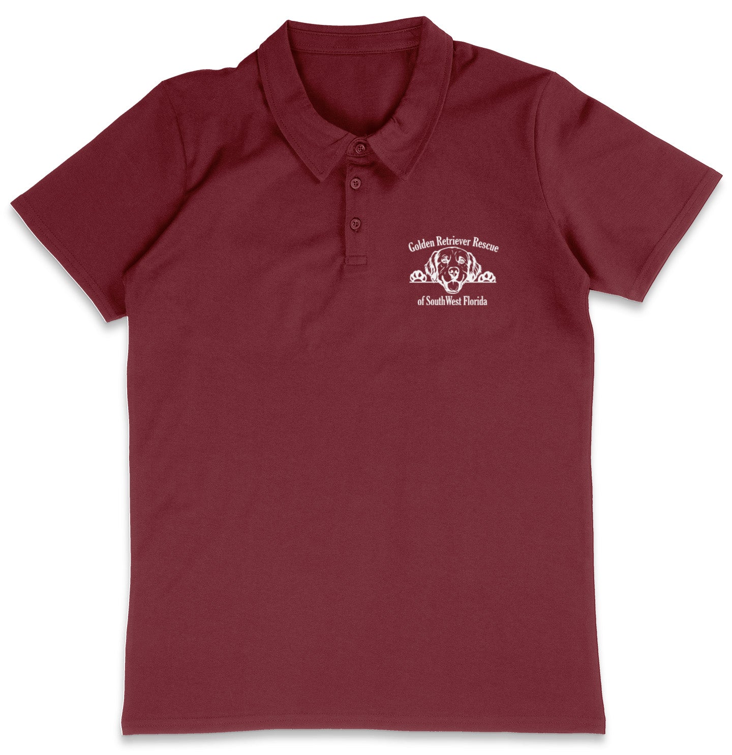 GRRSWF Paws Up LC Logo - Adult Micro-Mesh Polo - Maroon - X-Large - Sizes