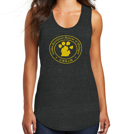 Golden Retriever Rescue of Michigan Full Front Logo - Women's Tri-Blend Racerback Tank