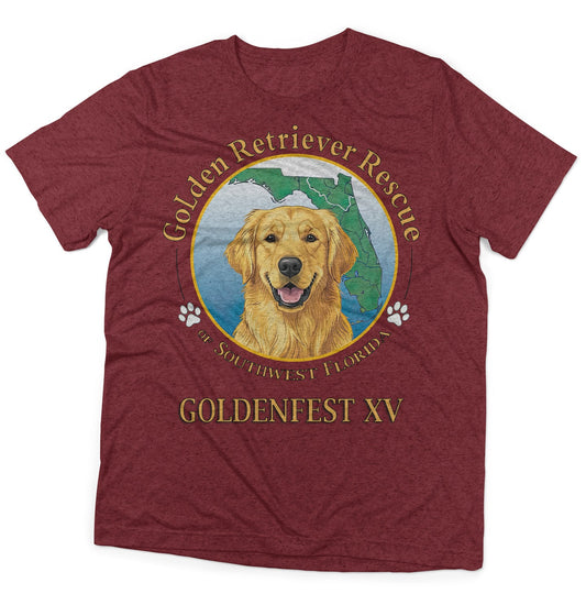 Goldenfest XV - Adult Tri-Blend T-Shirt - Maroon - Large - Specs