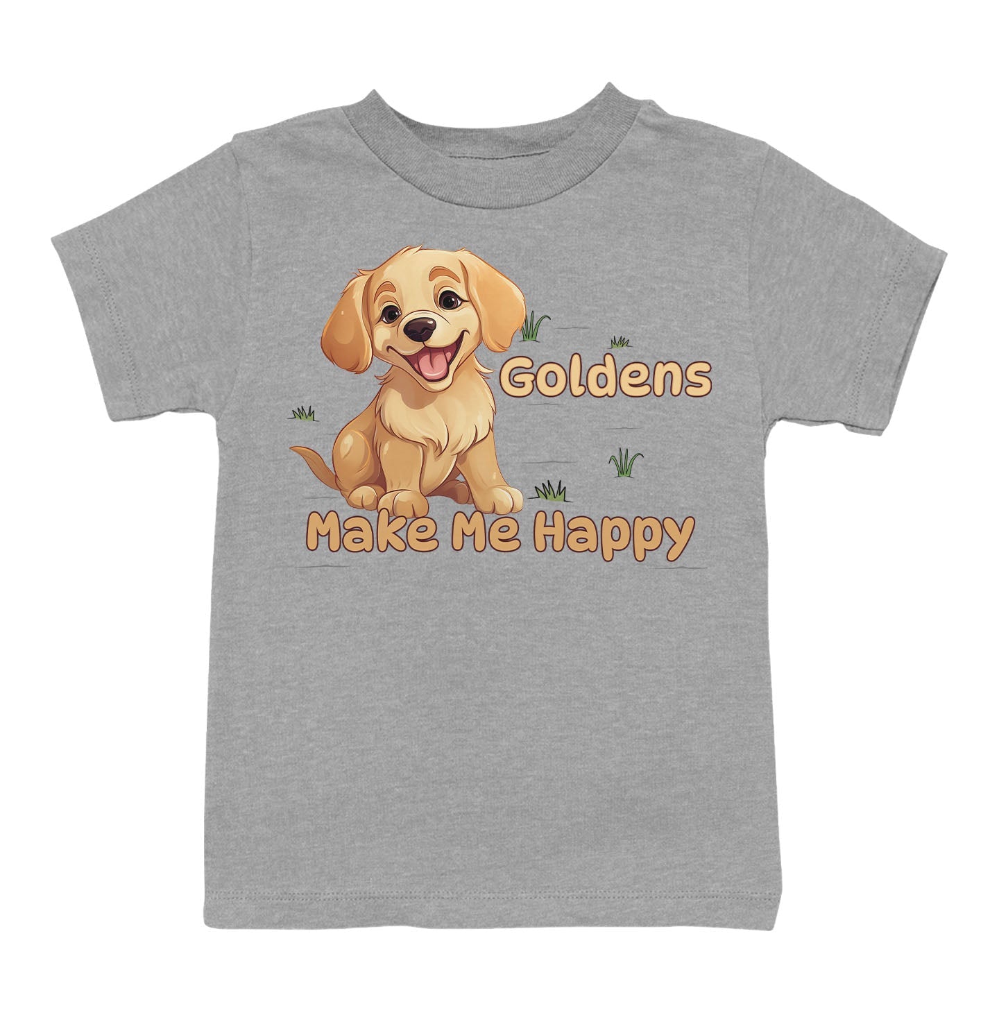 Golden Retriever Toon Make Me Happy - Toddler Unisex T-Shirt - Grey