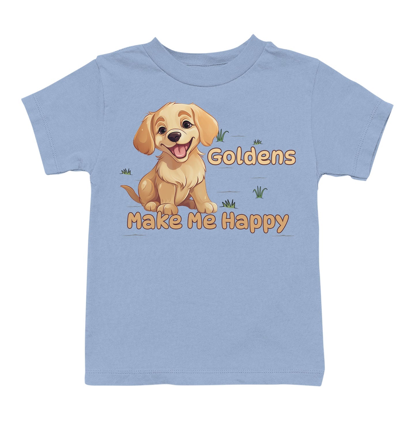 Golden Retriever Toon Make Me Happy - Toddler Unisex T-Shirt - Light Blue