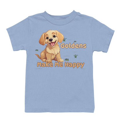 Golden Retriever Toon Make Me Happy - Toddler Unisex T-Shirt - Light Blue