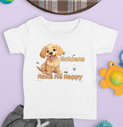 Golden Retriever Toon Make Me Happy - Toddler Unisex T-Shirt - Main