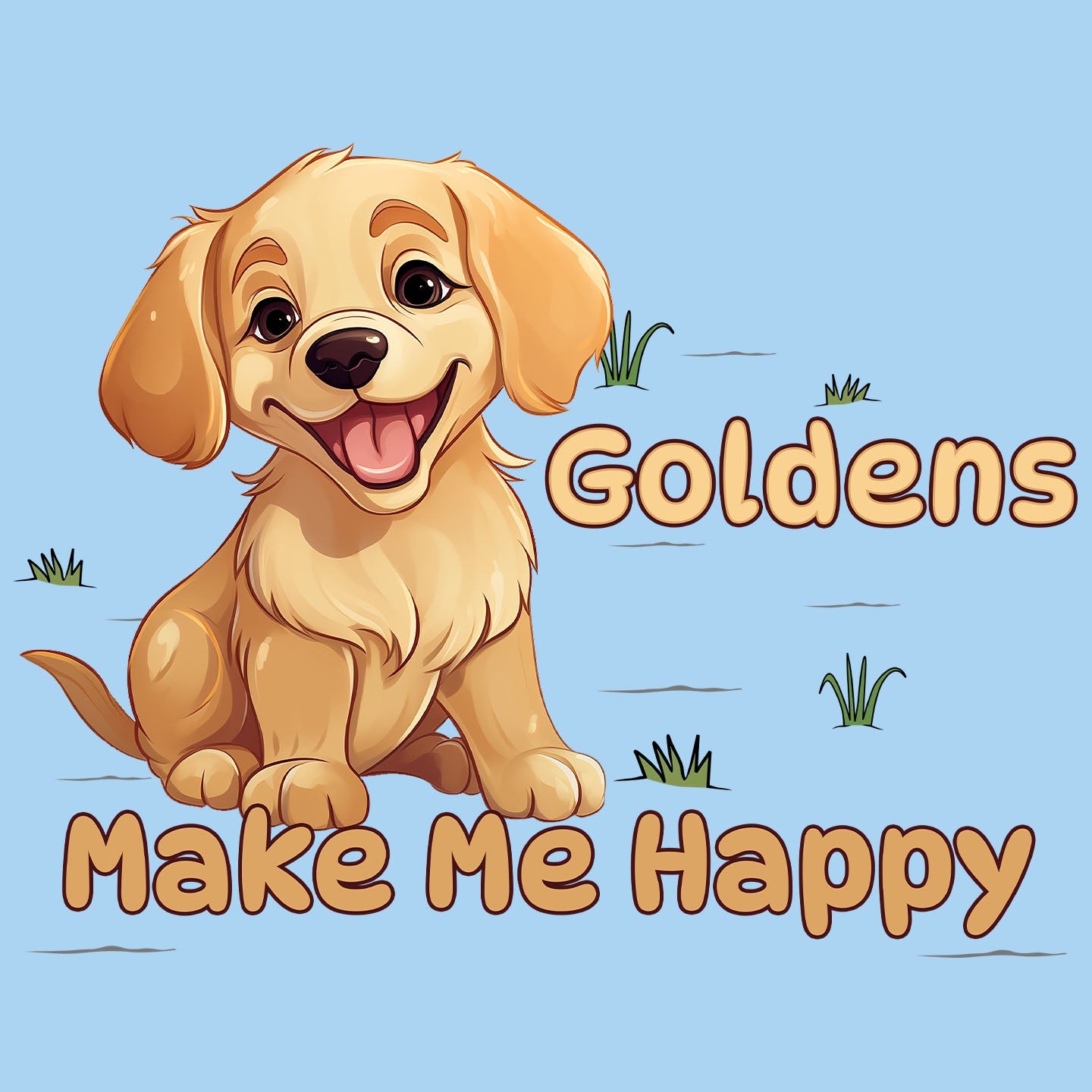 Golden Retriever Toon Make Me Happy - Kids' Unisex T-Shirt - Graphic