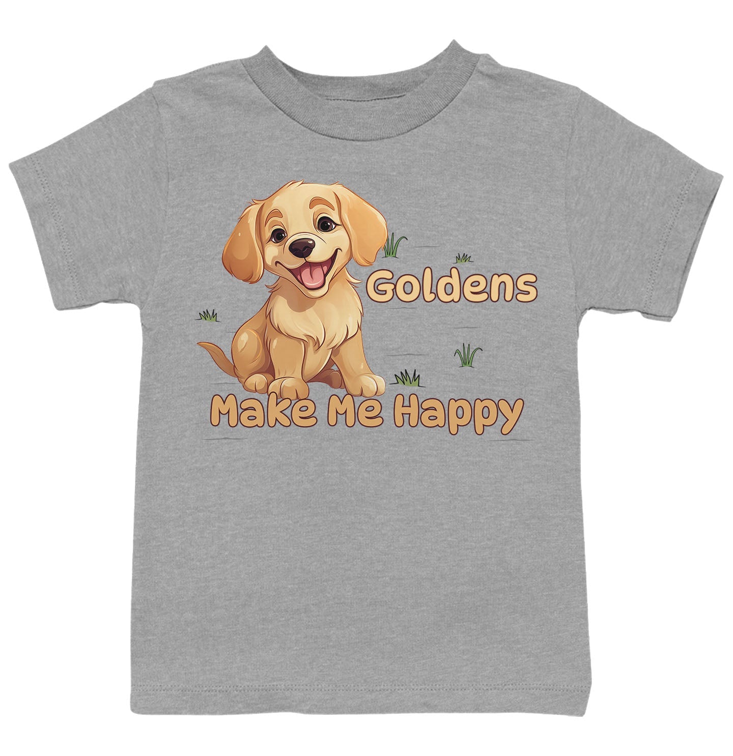 Golden Retriever Toon Make Me Happy - Kids' Unisex T-Shirt - Grey