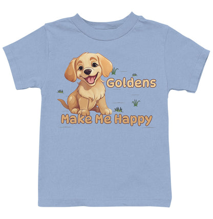 Golden Retriever Toon Make Me Happy - Kids' Unisex T-Shirt - Light Blue