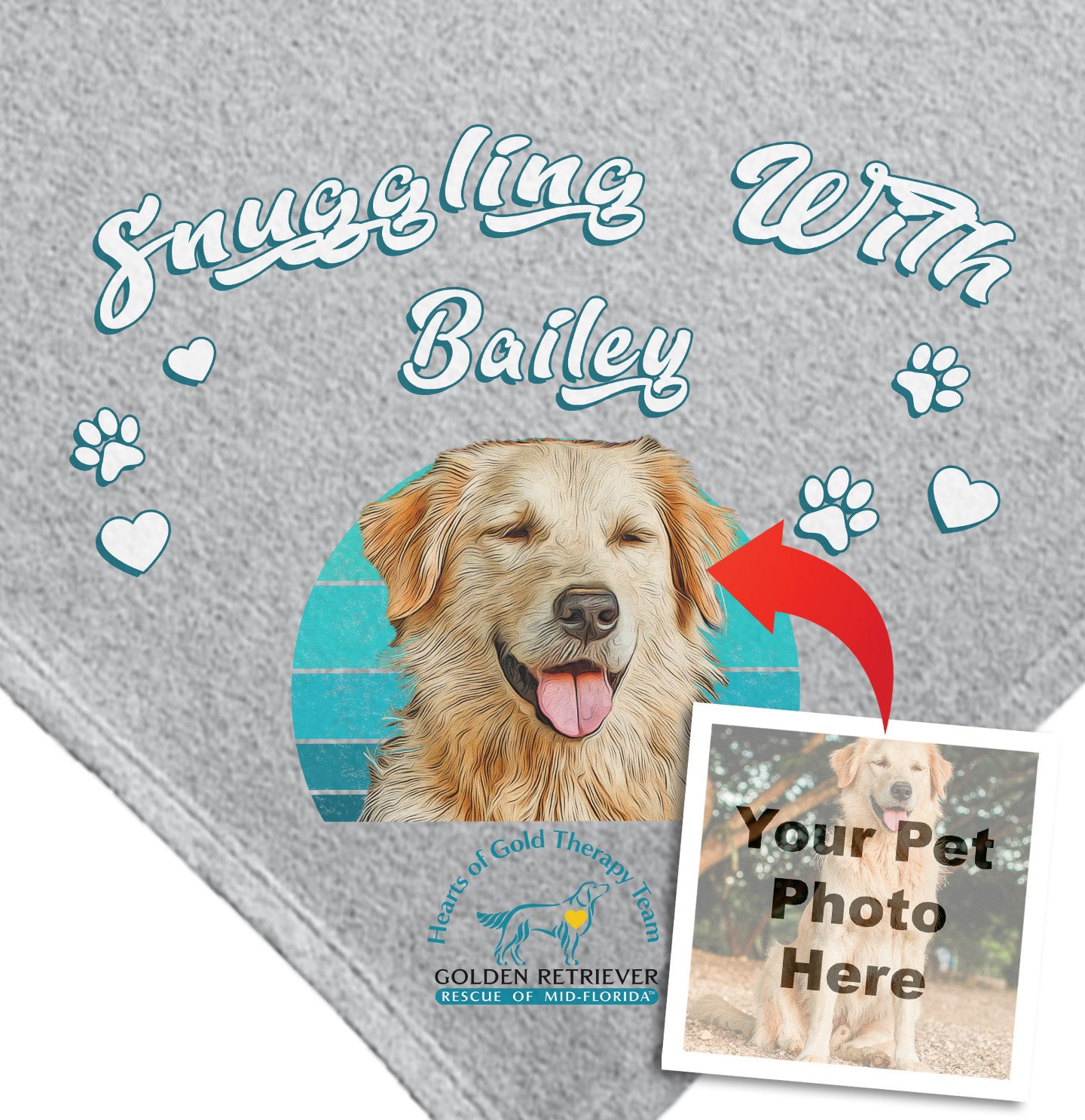 Snuggling With My Pet Hearts of Gold - Personalized Custom Fleece Sweatshirt Blanket