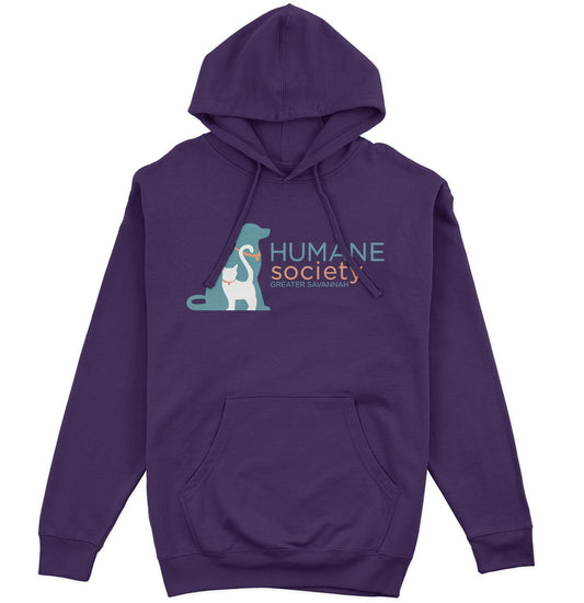 Humane Society Greater Savannah Logo - Adult Unisex Hoodie Sweatshirt - Grey - 3X-Large - Purple