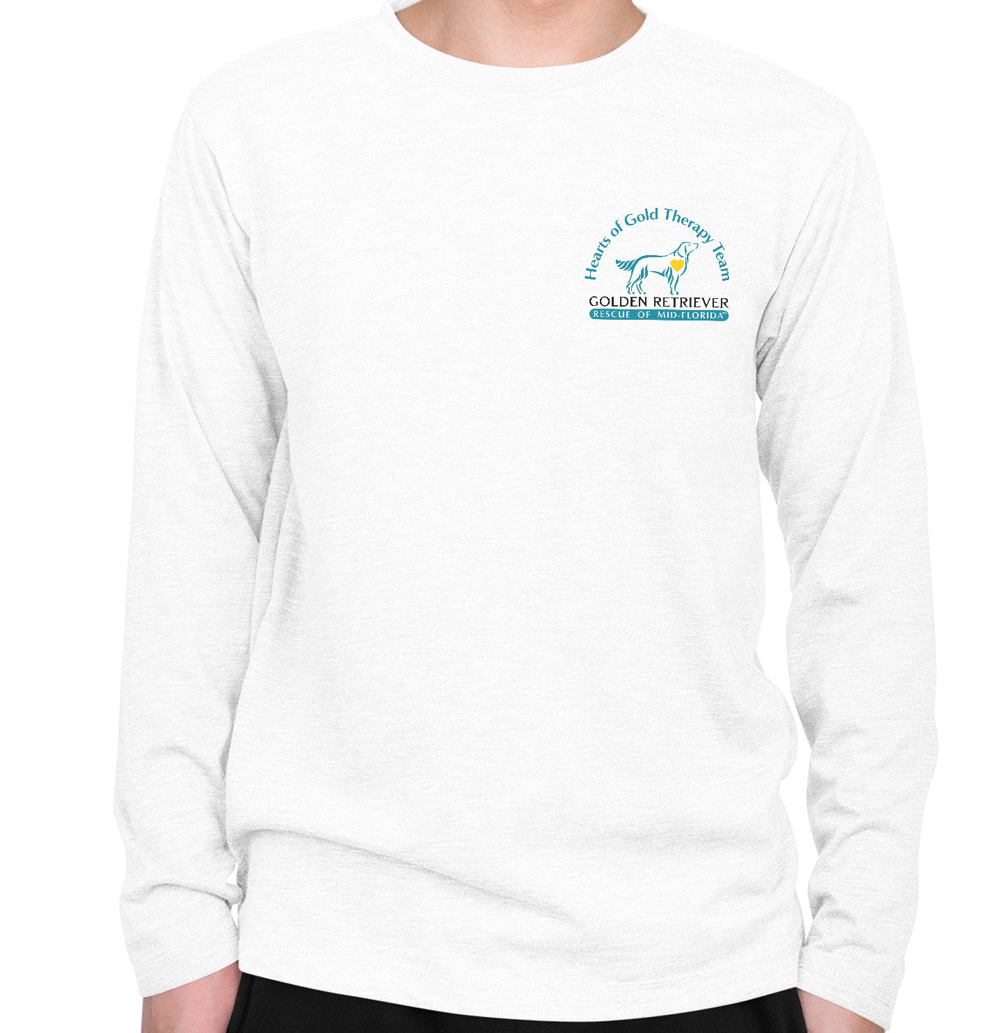 Hearts of Gold Left Chest Logo - Adult Unisex Long Sleeve T-Shirt - White