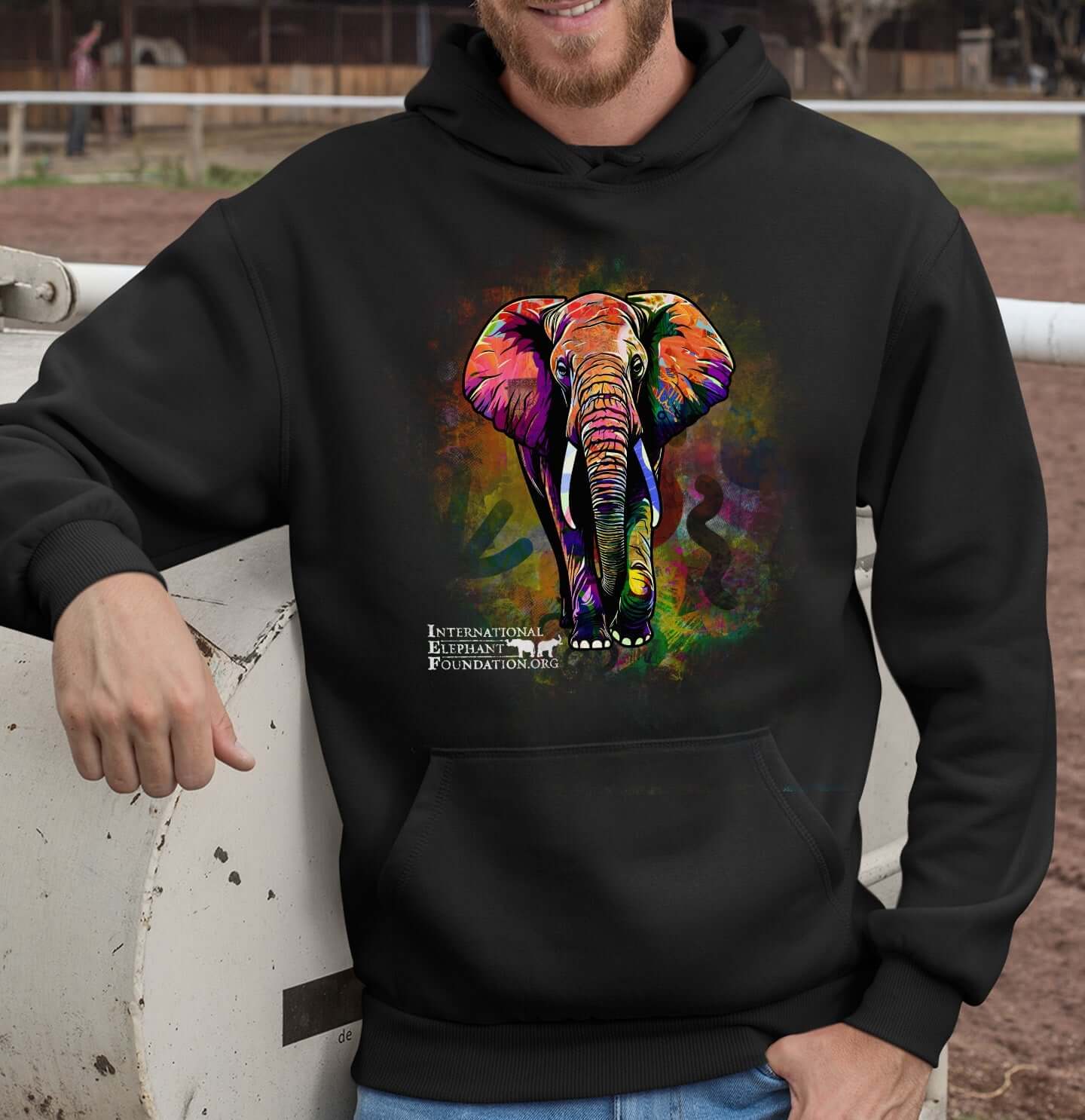 IEF Funky Elephant - Adult Unisex Hoodie Sweatshirt - Team Purple - 3X-Large - Main