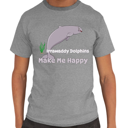 Irrawaddy Dolphin Toon Make Me Happy - Adult Unisex T-Shirt - Grey