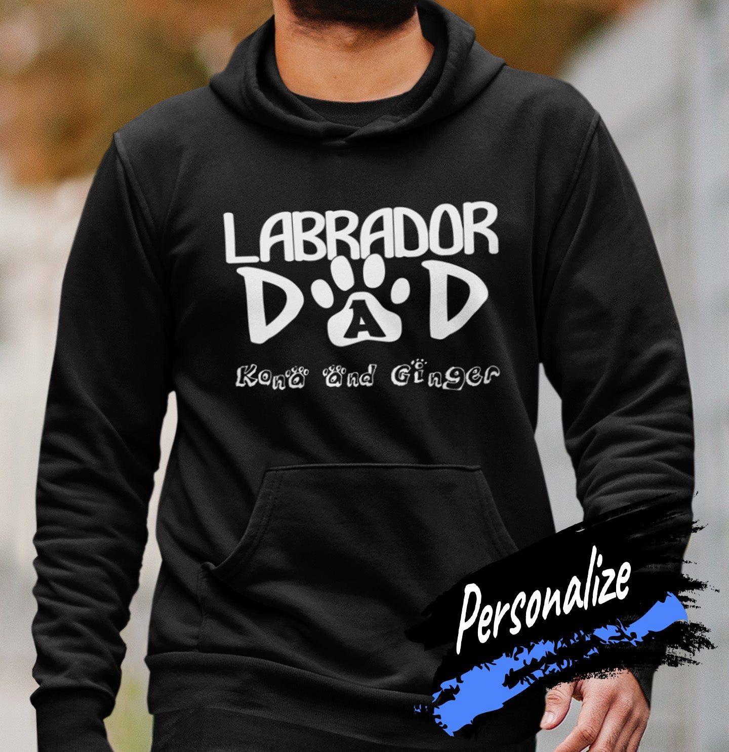 Paw Text Lab Dad - Adult Unisex Hoodie Sweatshirt