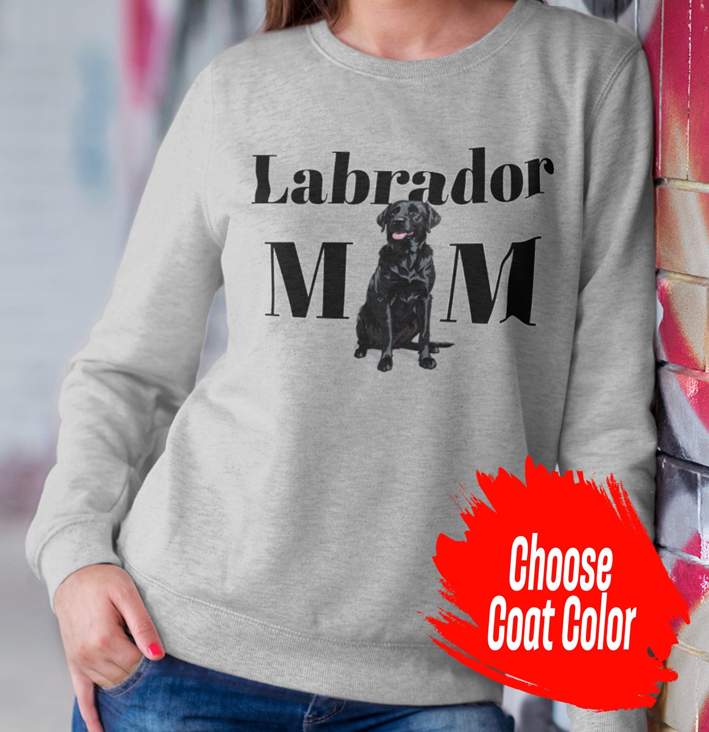 Labrador Mom Illustration - Personalized Custom Adult Unisex Crewneck Sweatshirt