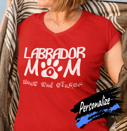 Animal Pride - Paw Text Lab Mom - Women's V-Neck T-Shirt