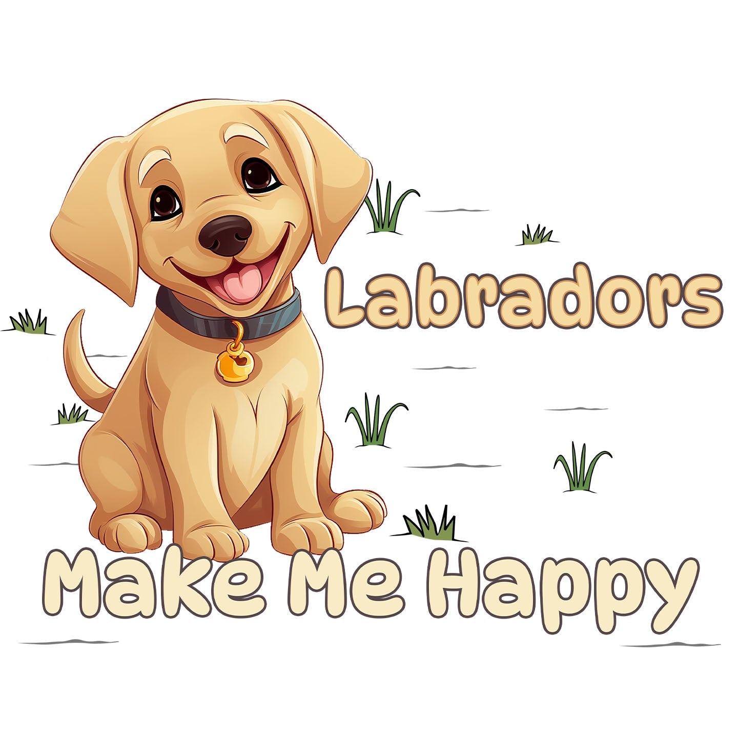 Labrador Retriever Toon Make Me Happy - Adult Unisex T-Shirt - Graphic