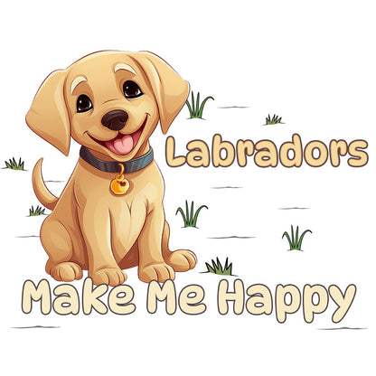 Labrador Retriever Toon Make Me Happy - Adult Unisex T-Shirt - Graphic