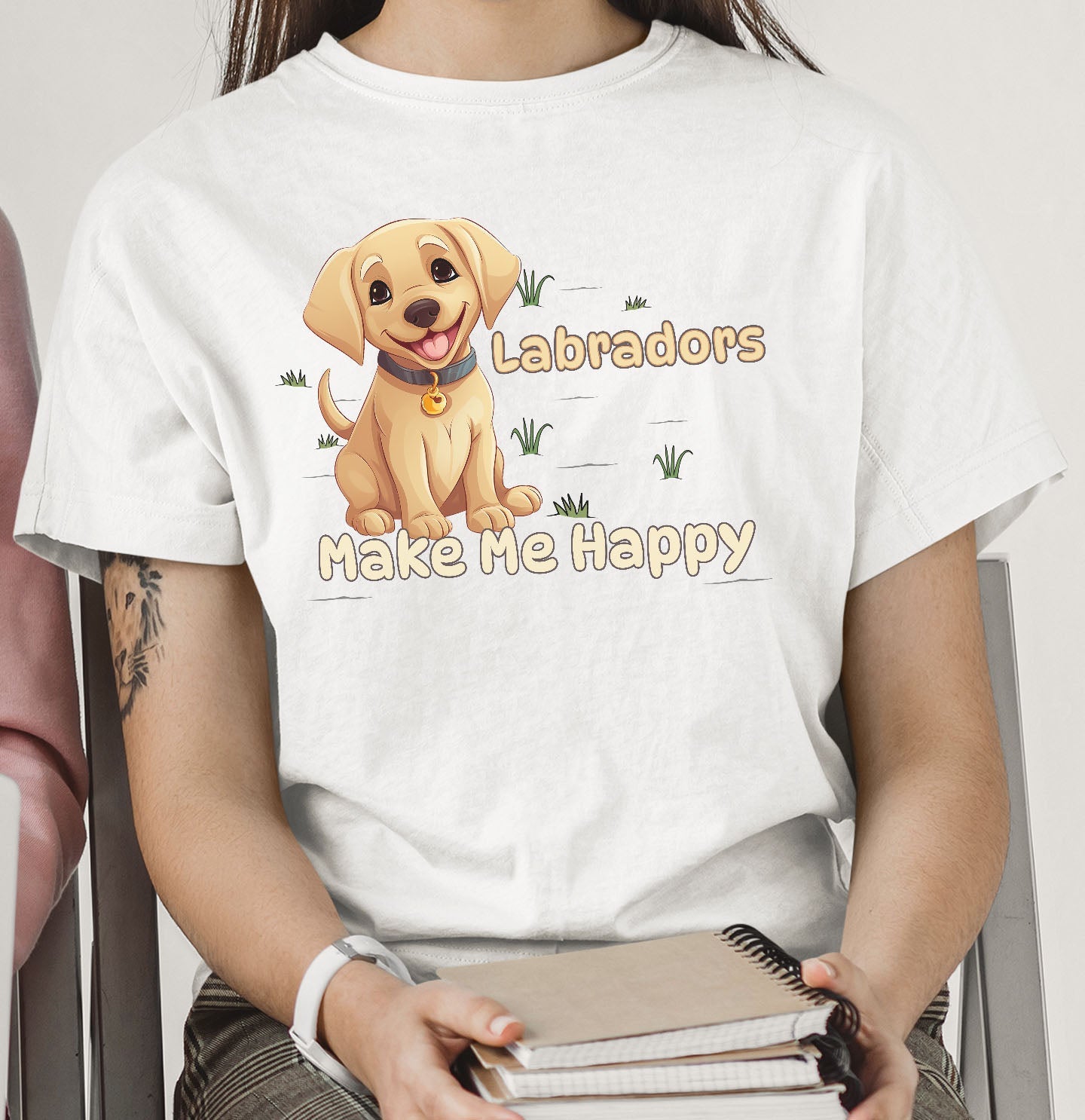 Labrador Retriever Toon Make Me Happy - Adult Unisex T-Shirt - Main