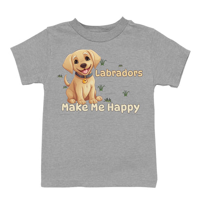 Labrador Retriever Toon Make Me Happy - Toddler Unisex T-Shirt - Grey