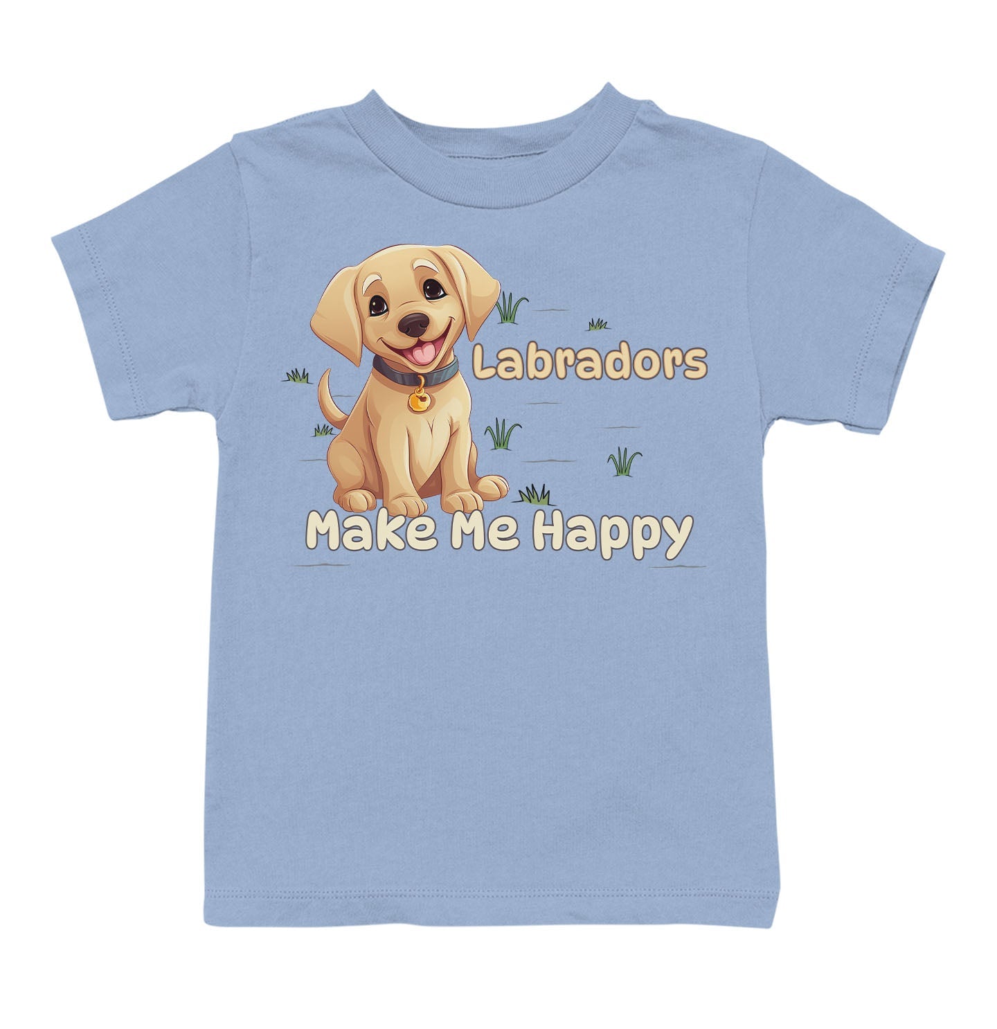 Labrador Retriever Toon Make Me Happy - Toddler Unisex T-Shirt - Light Blue