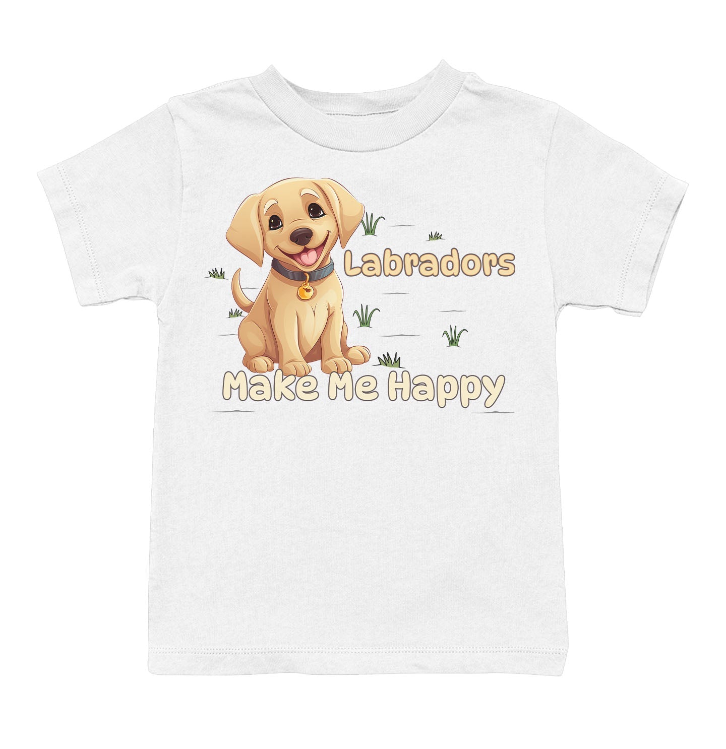 Labrador Retriever Toon Make Me Happy - Toddler Unisex T-Shirt - White