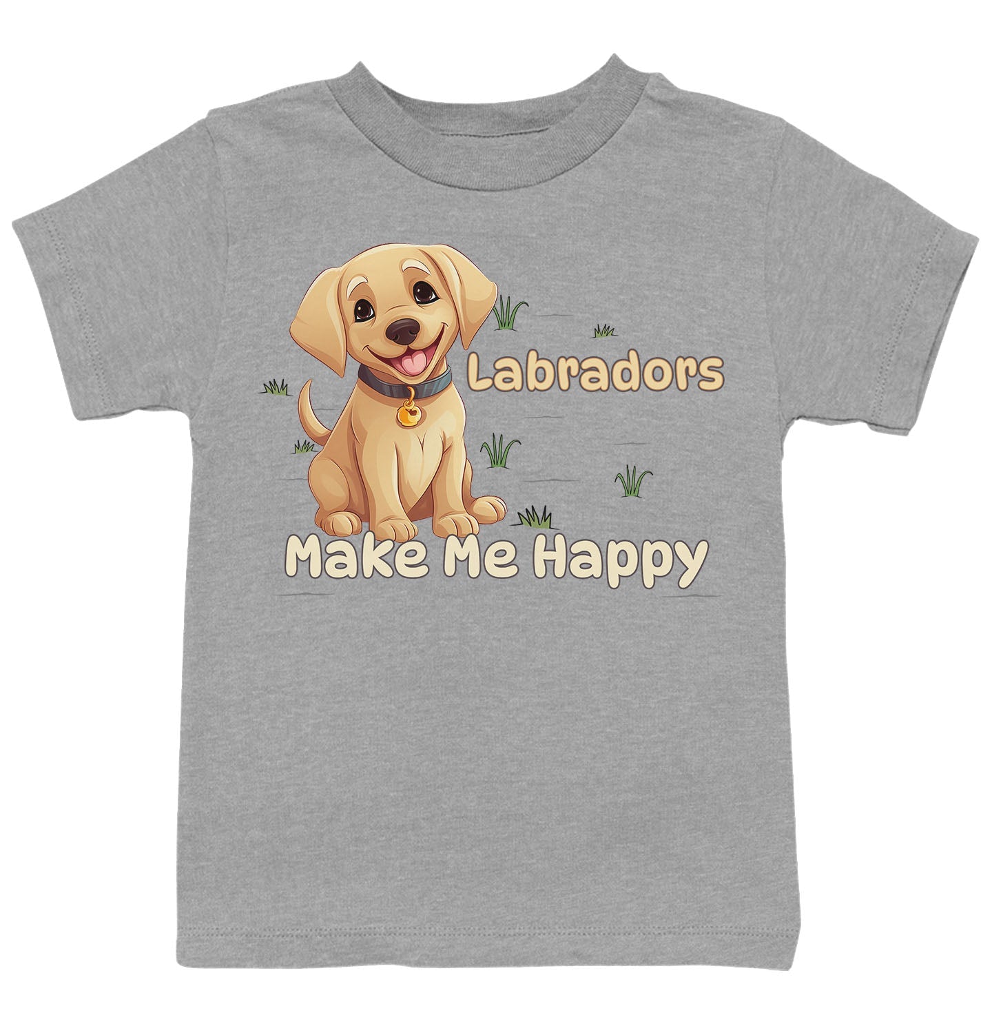 Labrador Retriever Toon Make Me Happy - Kids' Unisex T-Shirt - Grey