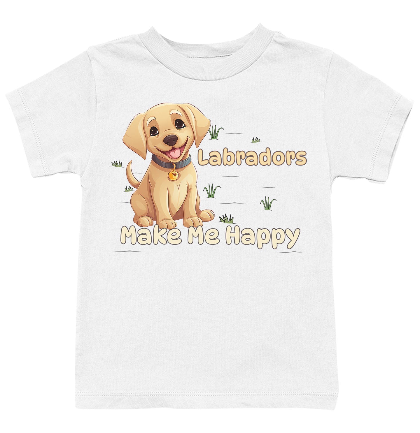 Labrador Retriever Toon Make Me Happy - Kids' Unisex T-Shirt - White