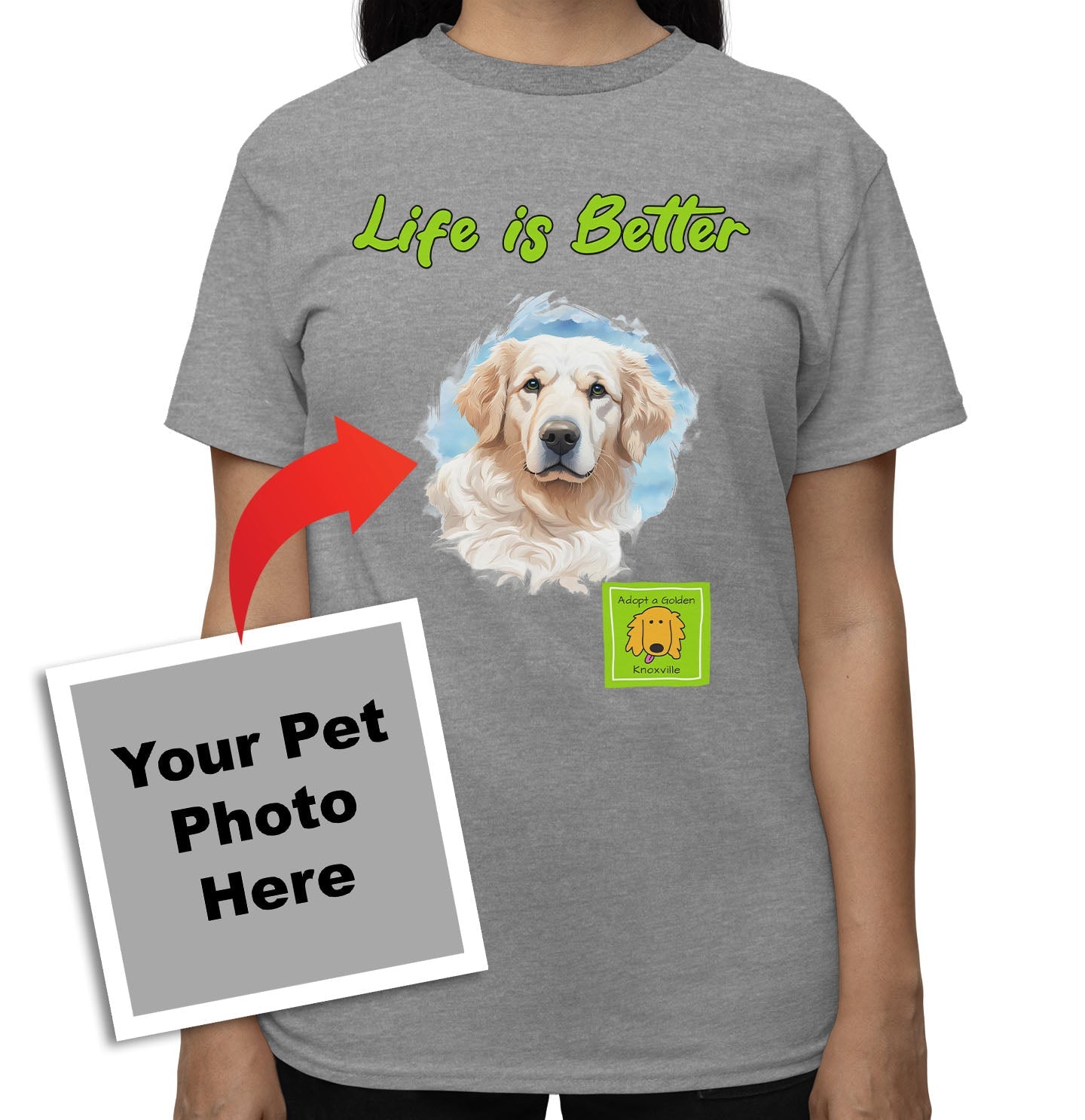 Life is Better With My AGK Rescue Pet - Personalized Custom Adult Unisex T-Shirt - Grey