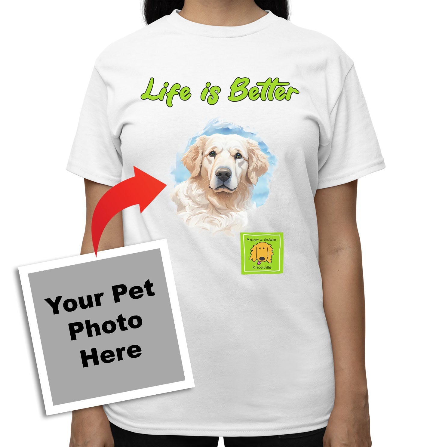 Life is Better With My AGK Rescue Pet - Personalized Custom Adult Unisex T-Shirt - White