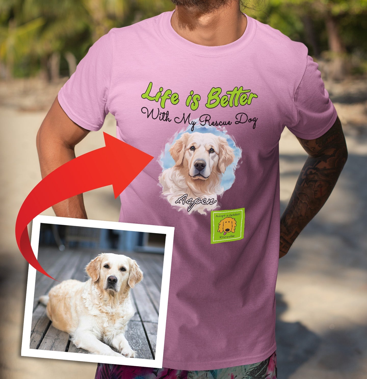 Life is Better With My AGK Rescue Pet - Personalized Custom Adult Unisex T-Shirt - Main