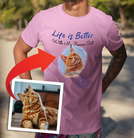 Life is Better With My BDAF Rescue Pet - Personalized Custom Adult Unisex T-Shirt - Main