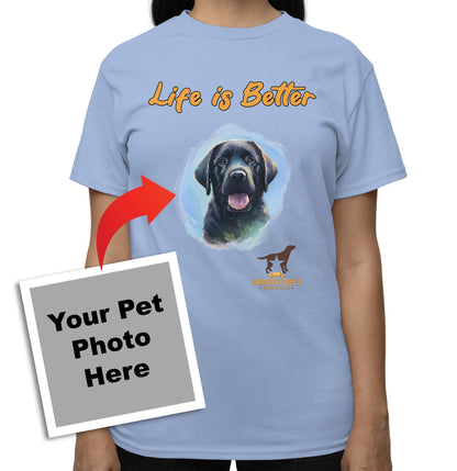 Life is Better With My DFWLRR Rescue Pet - Personalized Custom Adult Unisex T-Shirt - Light Blue