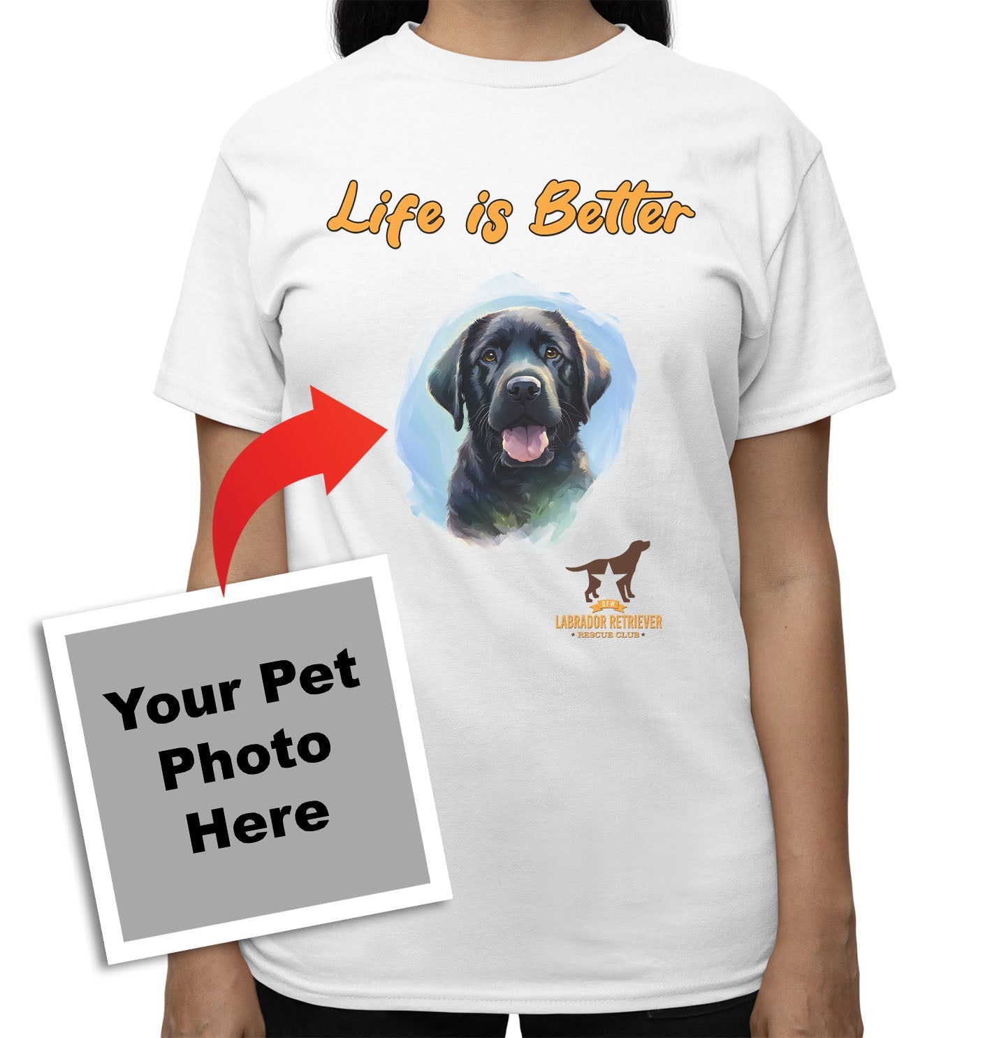 Life is Better With My DFWLRR Rescue Pet - Personalized Custom Adult Unisex T-Shirt - White