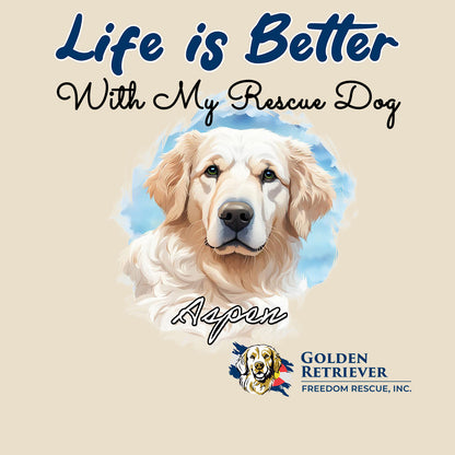 Life is Better With My GRFR Rescue Pet - Personalized Custom Cotton Canvas Tote