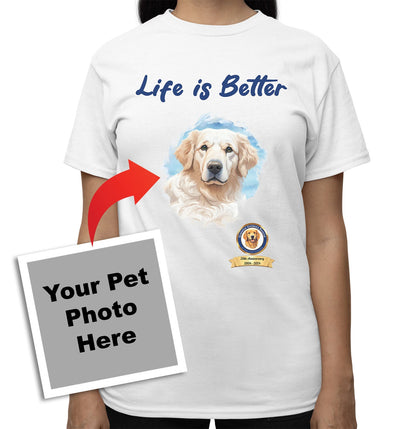 Life is Better With My GGRLC Rescue Pet - Personalized Custom Adult Unisex T-Shirt - White