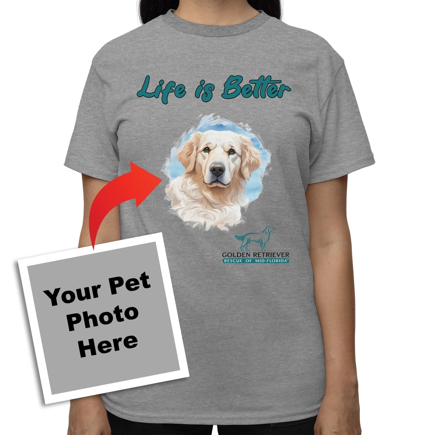 Life is Better With My GRRMF Rescue Pet - Personalized Custom Adult Unisex T-Shirt - Grey