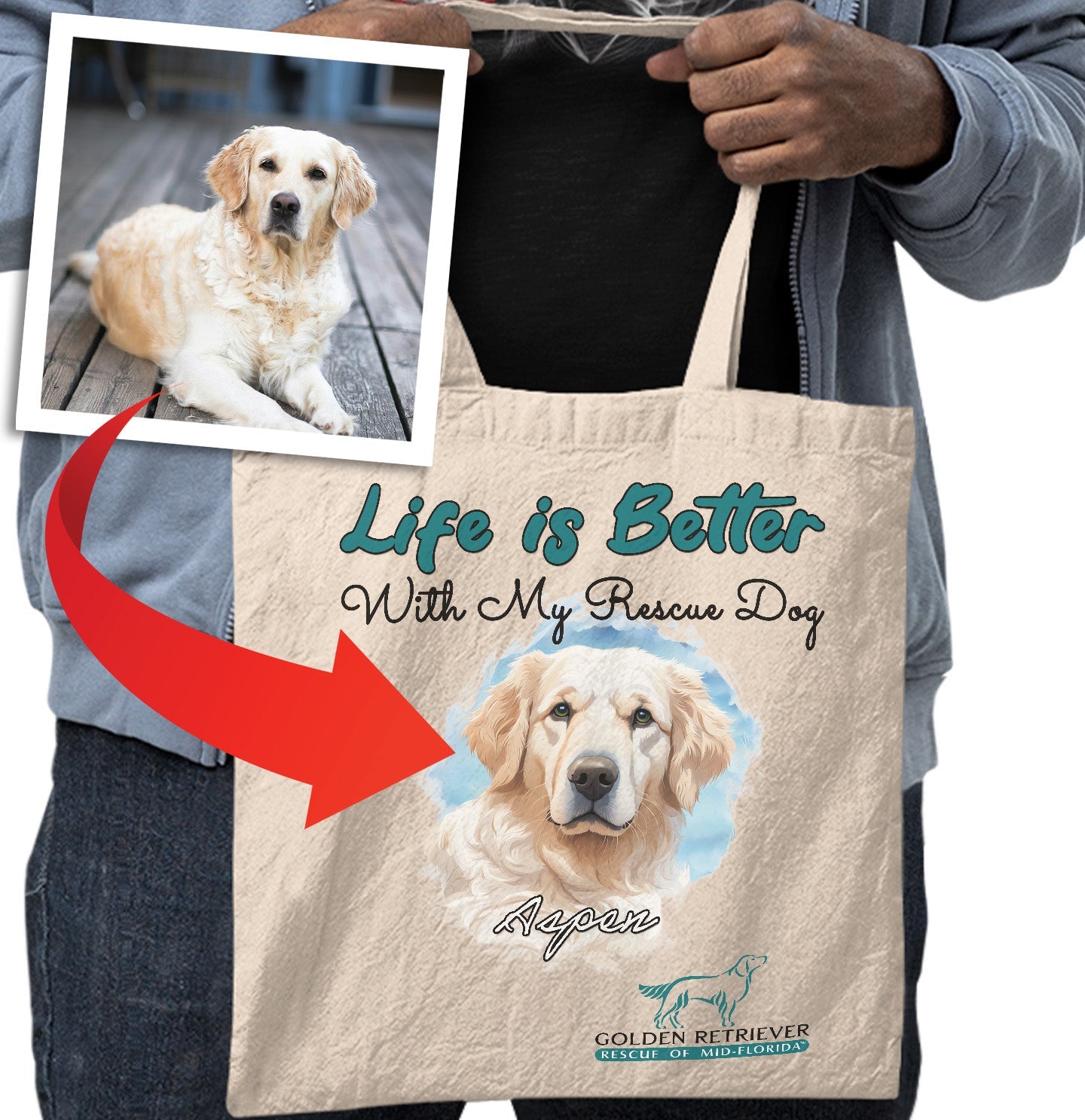 Life is Better With My GRRMF Rescue Pet - Personalized Custom Cotton Canvas Tote - Main