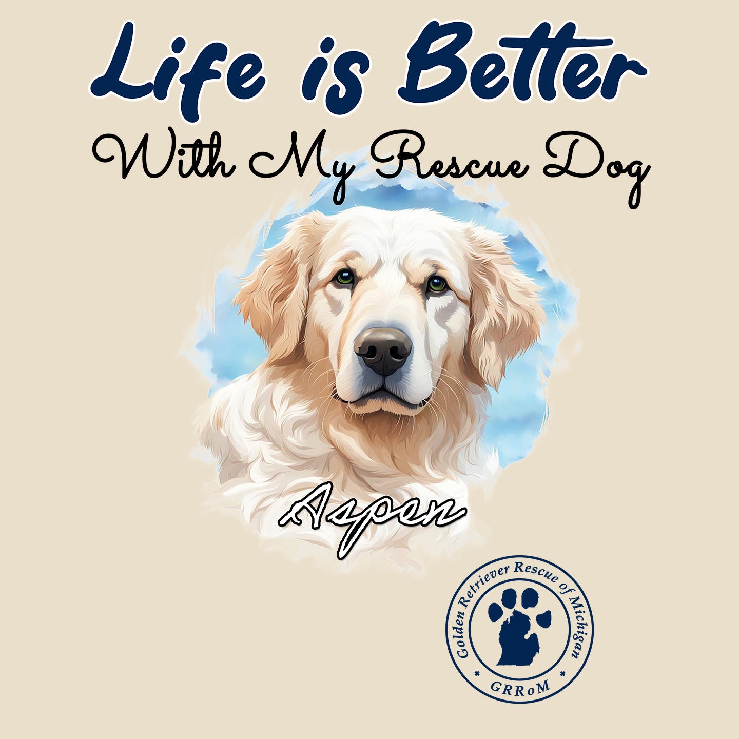 Life is Better With My GRRoM Rescue Pet - Personalized Custom Cotton Canvas Tote