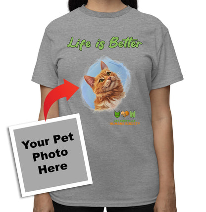 Life is Better With My JHS Rescue Pet - Personalized Custom Adult Unisex T-Shirt - Grey